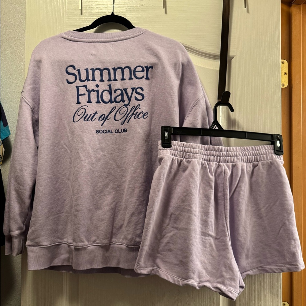 Old Navy Lavender Crewneck Sweatshirt & Shorts Set